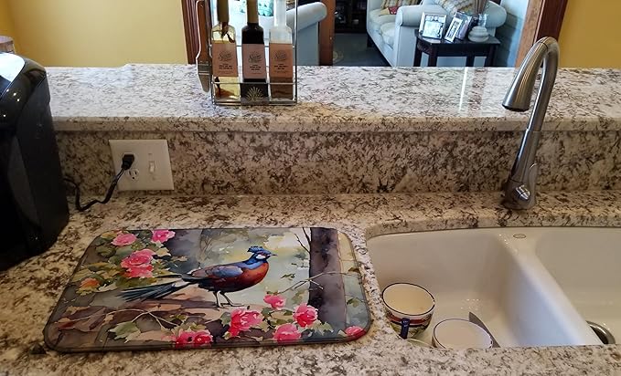 Caroline's Treasures DAC3259DDM Pheasant Dish Drying Mat Absorbent Dish Drying Mat Pad for Kitchen Counter Dish Drainer Mat for Countertop 14 x 21 Multicolor