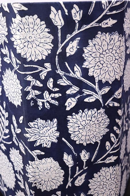 Hand Block Printed Cotton Wood Dustbin Floral Printed Paper Waste Basket/Trash Can Christmas Home Decorative tarsh can (Blue&ampWhite)