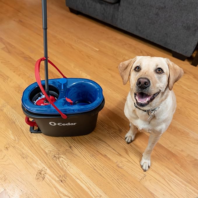O-Cedar RinseClean Spin Mop &amp Bucket System | Clean with Water | Removes 99% of Bacteria