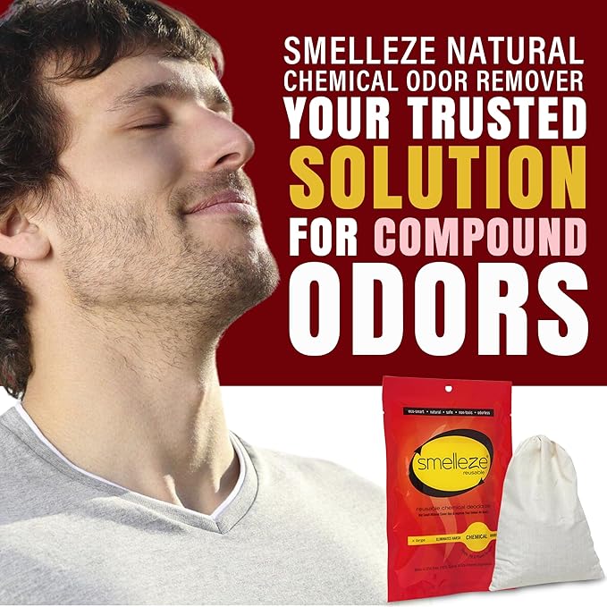 SMELLEZE Reusable Chemical Odor Eliminator Deodorizer Pouch Chemical Smell Remover for Houses Furniture Cars Offices Businesses &amp Products 150 Sq. Ft. Coverage