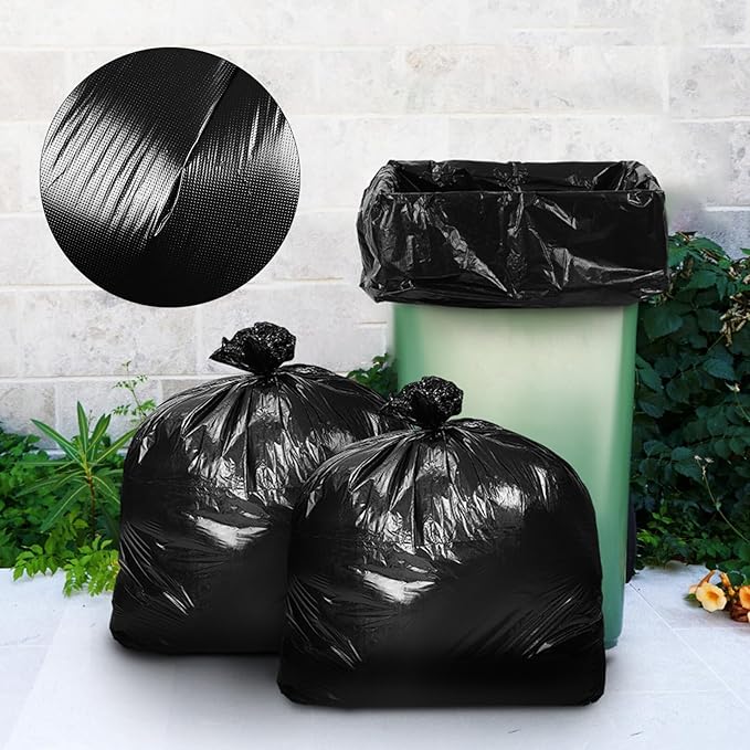 YARNOW 50 Pack Heavy Duty Trash Bags Black Trash Bags Contractor Bags Outdoor Garbage Bags (47 x 55 Inch)