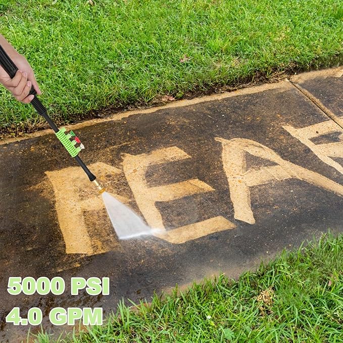 5000PSI Heavy Duty Pressure Cleaner with 33FT Hose 4 Quick Connect Nozzles and Foam Cannon for Cars/Fences/Driveways/Patios/Home Cleaning Deep Green