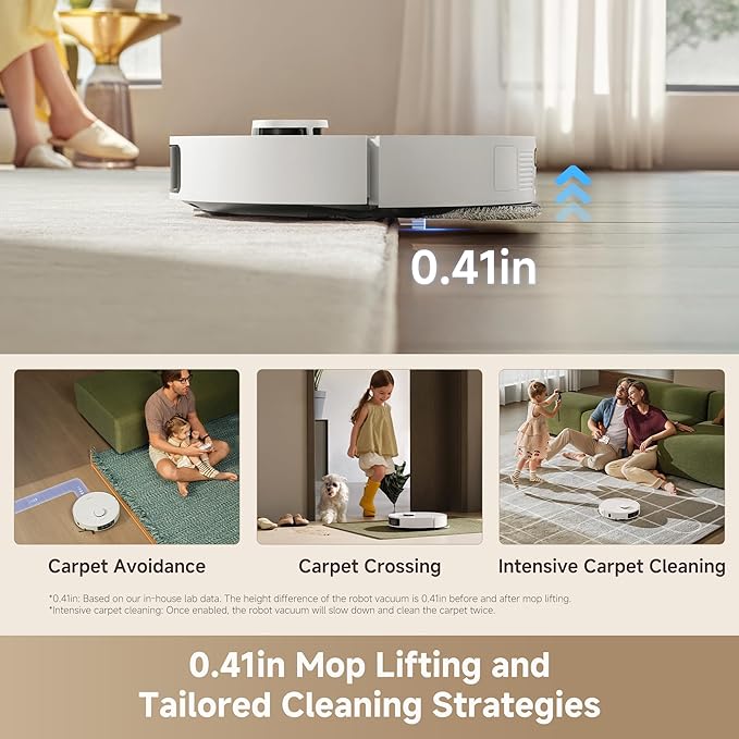 DREAME L40 Ultra Gen 2 Robot Vacuum and Mop with 25000Pa Suction Extendable Side Brush and Mop All-in-One Self-Emptying &amp Cleaning Dock Voice &amp App Control White