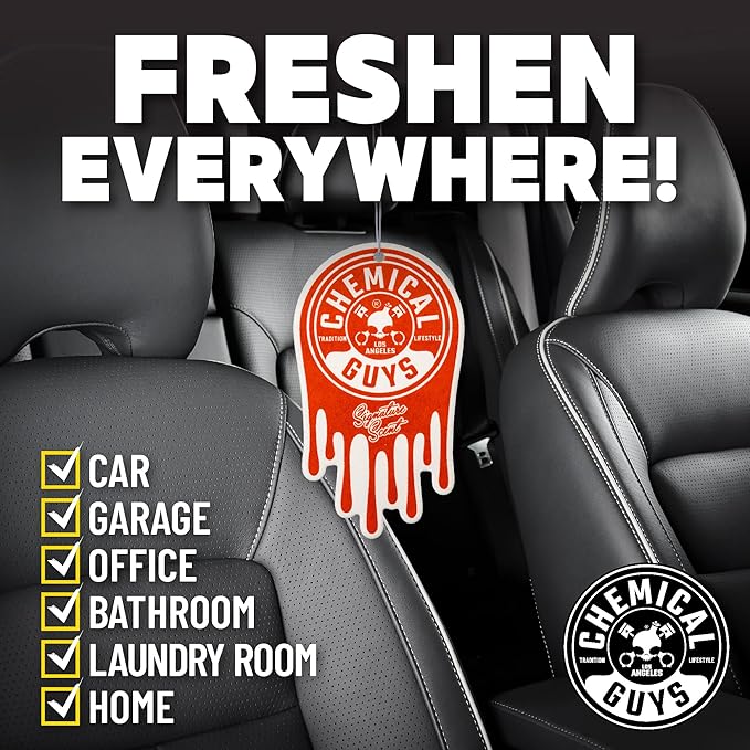 Chemical Guys Car Fresheners Hanging Air Fresheners - Signature Scent for Cars Trucks SUVs RVs Home Office Work Dorm Room &amp More - 12 Pack