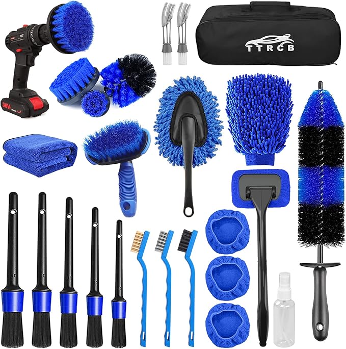 26Pcs Car Detailing Brush Set Car Detailing Kit Car Detailing Brushes Car Cleaning Kit Car Windshield Cleaning Tool Professional Car Care kit - Car Wash Brush kit for Interior Exterior Wheels