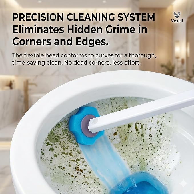 VEXELL Disposable Toilet Cleaning System with 49 Replacement headbrushes
