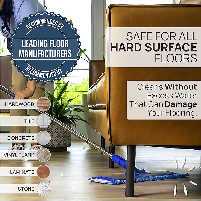 Microfiber Wholesale 24 Microfiber Mop System - Clean &amp Dust Hardwood Laminate &amp Tile Floors Reusable Mop Heads Adjustable Handle Washable Micro Fiber Wet &amp Dry Pads Industrial &amp