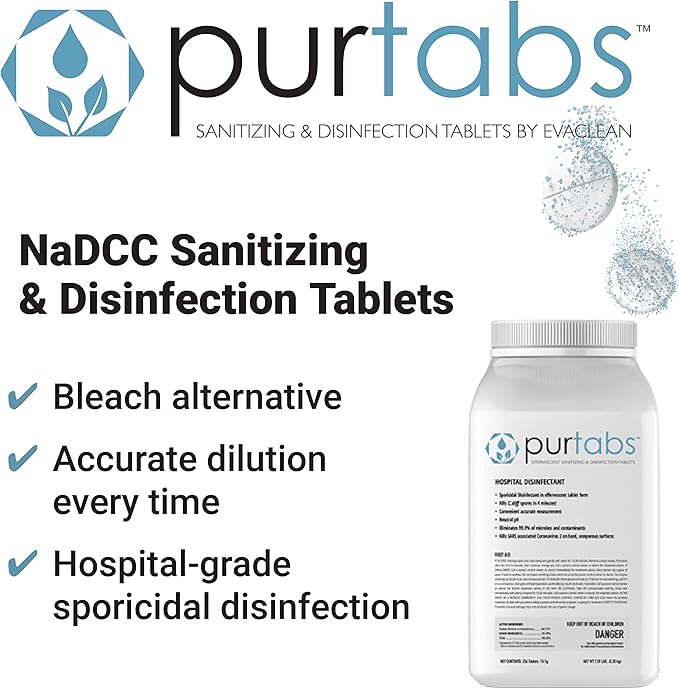 13.1G Sporicidal NaDCC Tablet Disinfectant - Multipurpose Concentrated Dissolving Tabs for Bulk Solution Use with Protexus Handheld Electrostatic Sprayers for Cleaning and Disinfecting