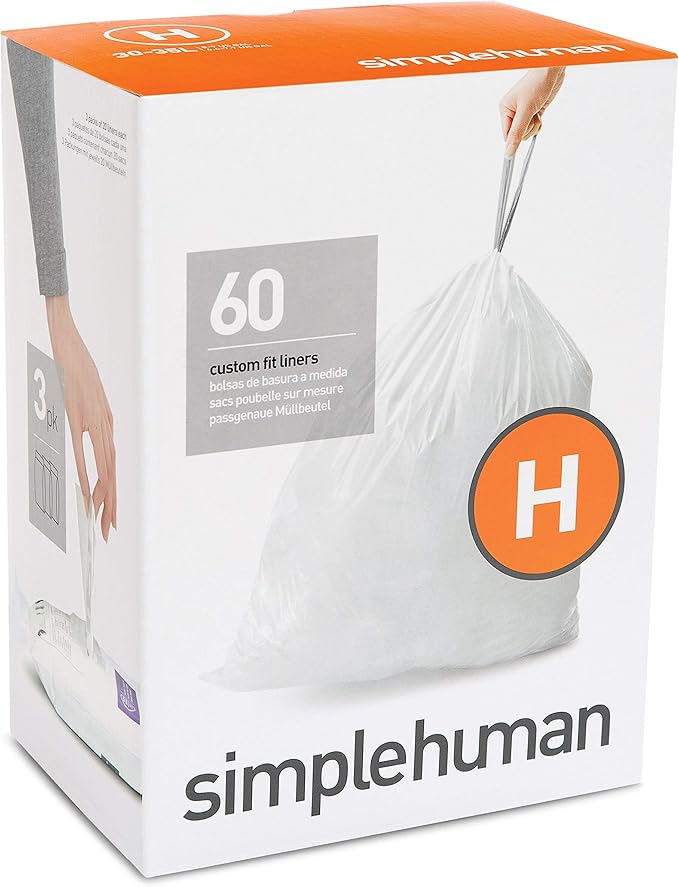 simplehuman Custom Fit Liners &amp Recycling Bags 30-35L &amp 16-18L 60 Count per Pack 3 Packs (360 Count) Blue