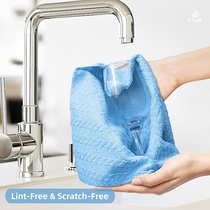 LIVOS Microfiber Cleaning Cloth Roll - 80 Pack Reusable Paper Towels Microfiber Towels for Cars Super Absorbent Lint Free Cleaning Rags for House Kitchen Window-Light Blue 11.5x11.5