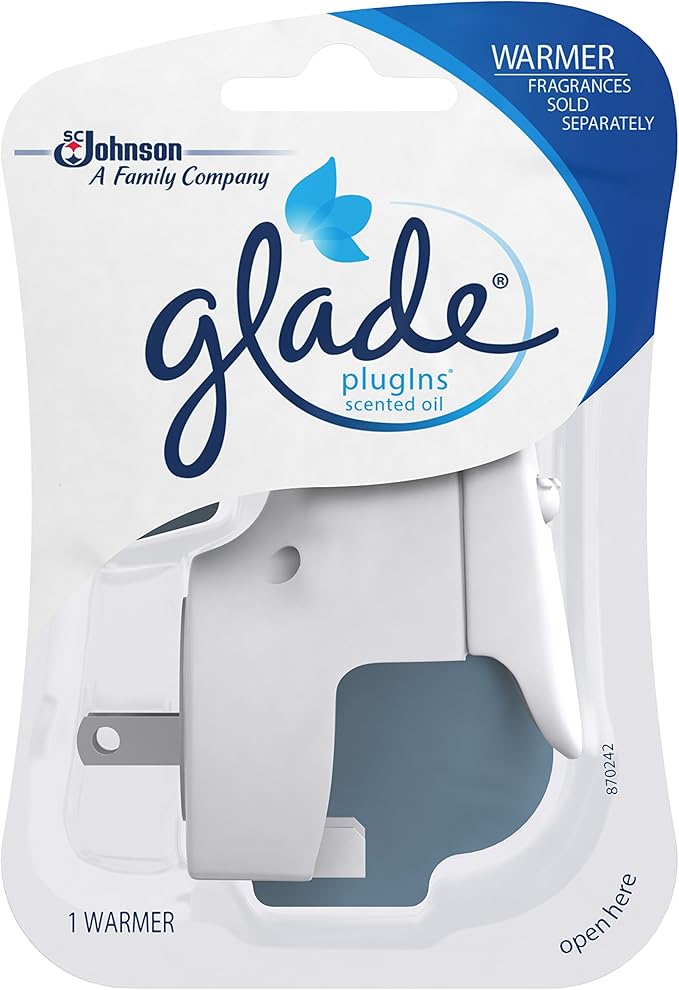 Glade PlugIns Refills Air Freshener Starter Kit Scented and Essential Oils for Home and Bathroom Clean Linen 4.02 Fl Oz 2 Warmers + 6 Refills