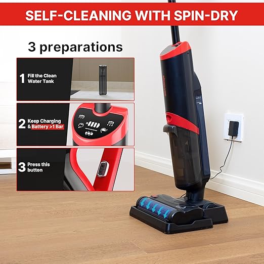 Shop-Vac Wet Dry Vacuum Cleaner and Mop 15000Pa Vacuum Mop All in One Lightweight Multi-Surface Cleaner with Self-Cleaning LED Display &amp Voice Prompts