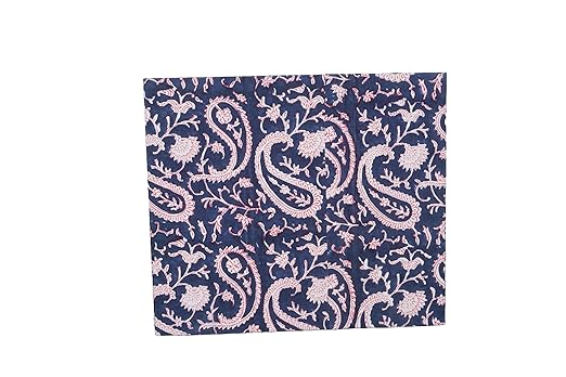 Generic 3.3 Gallon Cotton Hand Block Printed Paper Waste Basket |Small Decorative Trash Can for Housewarming Gifts in Living Room Bedroom Bathroom | Eco-Friendly Plastic-Free (1 BLUE PINK MUKAT)