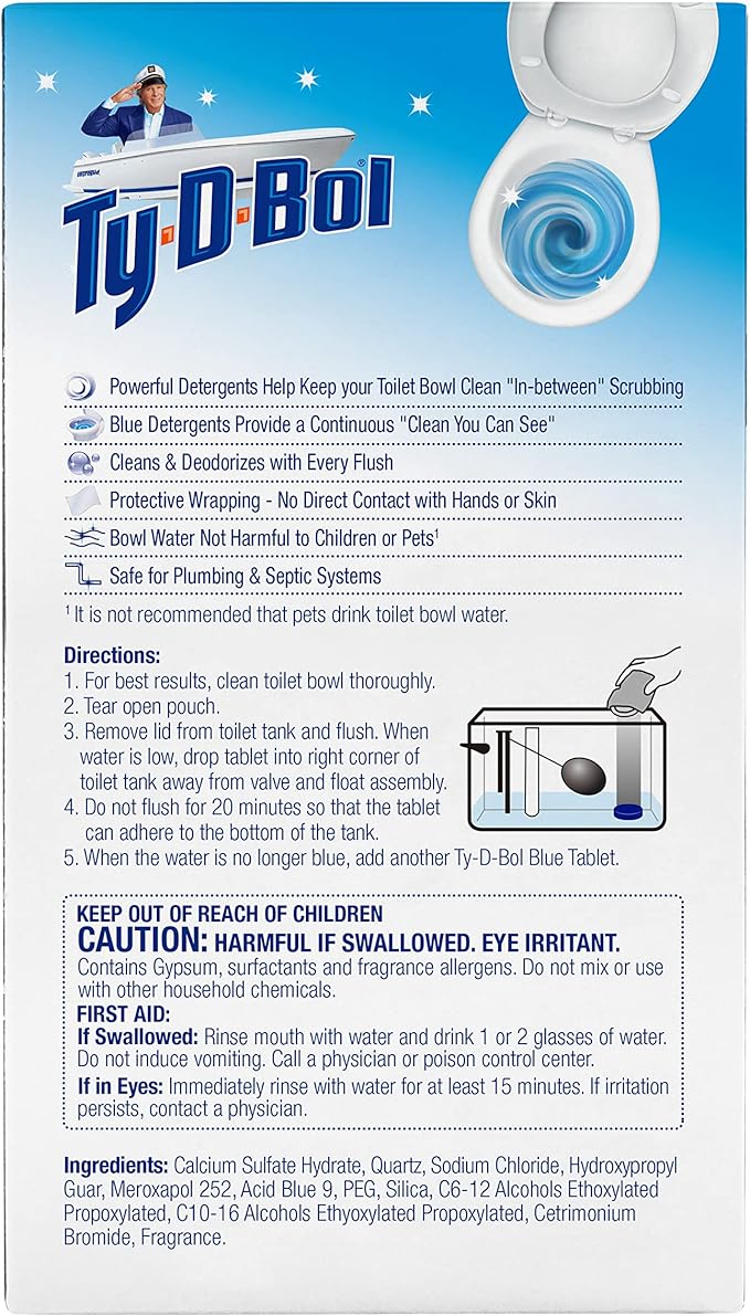 Ty-D-Bol Blue Tablets Value 5 Pack Cleans and Deodorizer Toilets for a Fresh Smelling Bathroom (Pack of 10)