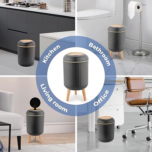 Pukomc Smart Sensor Wastebasket Convenient and Hygienic Easy to Use Technology Sensor Waterproof Wastebasket Plastic Trash can for Kitchen Bathroom Bedroom Living Room Office and Outdoor Black