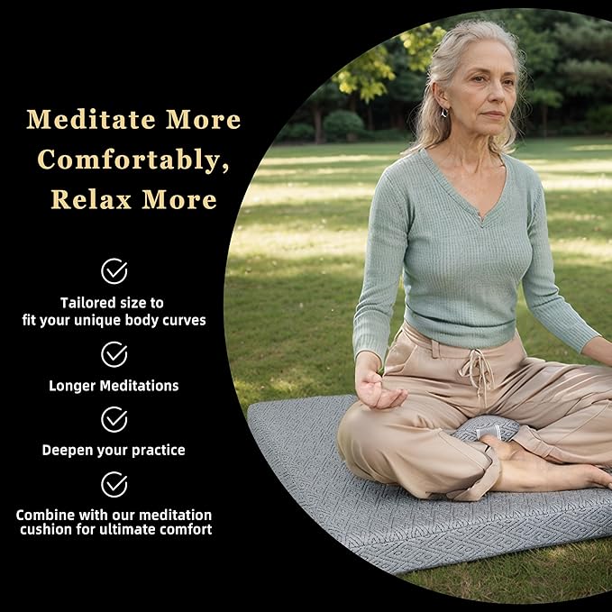 Meditation Zafu Cushion Set with Buckwheat Hulls &amp Memory Foam - Ergonomic Support for Yoga &amp Sitting - Removable Machine-Washable Luxury Velvet Cover - for Adults and Kids (Premium Grey)