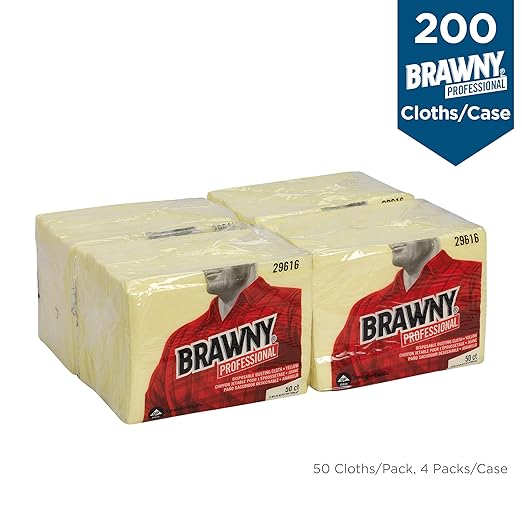 Georgia-Pacific Brawny Yellow 1/8 Fold Disposable Dusting Cloth by GP PRO 24 Length x 17 Width 29616 (Case of 4 Packs 50 Cloths per Pack)