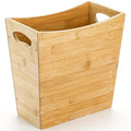 TOPZEA Bamboo Waste Basket Rectangular Narrow Trash Can with Handle Wastebasket Waste Bin Garbage Can for Bathroom Bedroom Office and Home 10.5 x 5.7 x 10.25