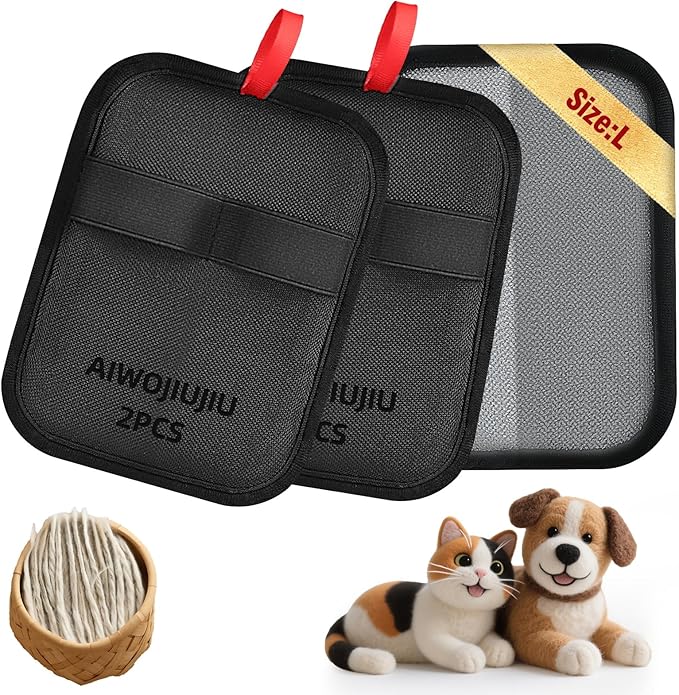 2 Pcs Pet Hair Removal Glove - Upgraded Electrostatic Pet Hair Remover Gloves for Cats &amp Dogs Reusable &amp Washable Magic Brush Pet Hair Removal Tool (Black L)