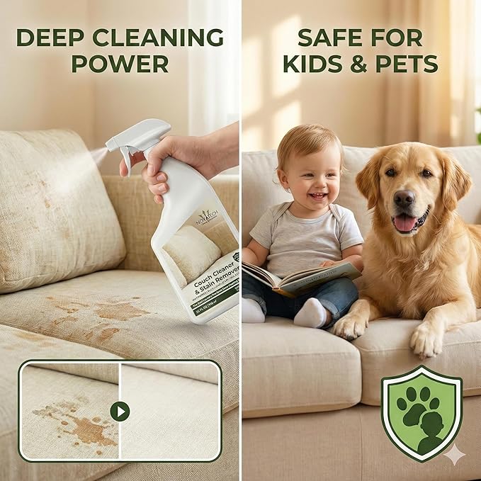 Couch Cleaner and Stain Remover Spray – Professional Strength Multi-Surface Fabric and Upholstery Cleaner – Pet-Safe Non-Toxic Quick-Drying for Couches Sofas &amp Car Interiors (combo)