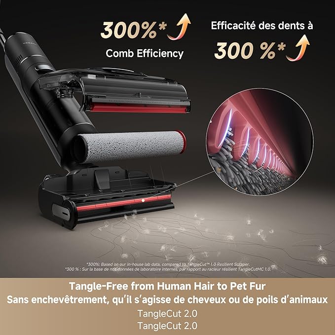 DREAME H15 Pro CarpetFlex Cordless Vacuum Mop Wet Dry Vacuum Cleaner with Dual Brushes for Hard Floors &amp Carpet Tangle-Free Hair-Cutting 23kPa Suction 180° Lie-Flat Floor Washer 194°F Fast Dr