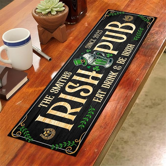 THUYPT Personalized Irish Drying Mat for St Patrick's Day Decor Irish Bar Pub Accessories Spill Mat Countertop Bar Shamrock Dish Drying Mat for Bar Counter Absorbent Coffee Maker (09)