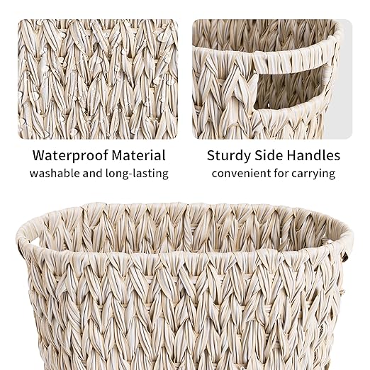 GRANNY SAYS Wicker Trash Can Waterproof Bathroom Trash Can Wicker Waste Basket for Bathroom Decorative Boho Waste Basket for Bedroom Office 19 Liters/5 Gallons
