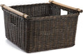 The Basket Lady Deep Pole Handle Wicker Storage Basket Small 11.5 in L x 11.5 in W x 8 in H Antique Walnut Brown