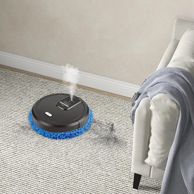 Mopping Cleaner Machine 10000RPM High-Speed Mopping Machine with Wet/Dry Wipes Spray Humidifier Coverage for Hard Floors Pet Hair Black