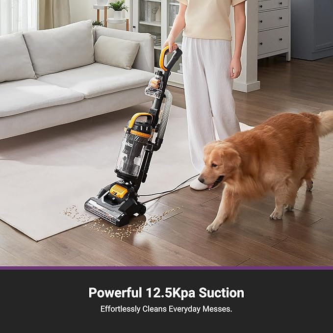 Eureka Powerful Upright Vacuum Cleaner for Home Pet Hair Lightweight Household Upright Vacuum for Carpet and Hard Floor MaxSwivel Pro NEU350 with Pet Tool Yellow
