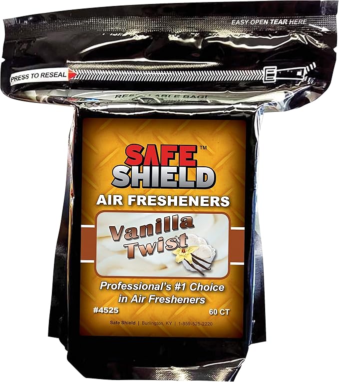 SAFE SHIELD AIR FRESHENER PADS SCENTS 60 COUNT CAR LOT AUTO RENTAL DETAILER DEALERSHIP (VANILLA)