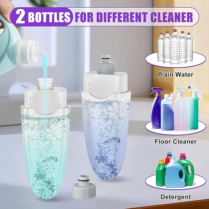 HOMTOYOU Spray Mops for Floor Cleaning with 2 Bottles and 3 Pads