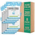 8 Pack Disposable Rinse Free Bath Sponges No Rinse Bathing Wipes for Adults Soap Infused Dry Shower Wipes for Elderly Bedridden Camping Post Surgery(200PCS)