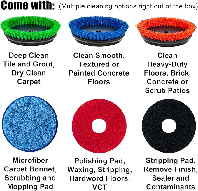 Commercial Floor Scrubber Machine Heavy Duty Orbital Floor Cleaner Multi-Functional Floor Buffer Polisher Machine- Deep Cleaning Tile and Grout Hardwood Floors and Carpets with Ease Orb-5