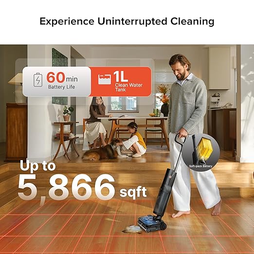 roborock F25 ACE Pro Foam Wet Dry Vacuum Cleaner Cordless Vacuum Mop 25000Pa Foam Spray Mop 203°F Self-Cleaning Hard Floor Cleaner Machine for Tile Hardwood Floor Gentle Cleaning 180° Lie Flat