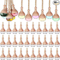 60 Pcs Hanging Car Air Freshener Car Diffuser Bottle Empty Glass Perfume Bottles Air Freshener Diffuser Bottle Pendant for Essential Oils Fragrance Aromatherapy Ornament Decor (Water Drop)