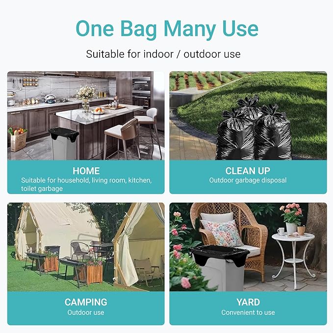 23 Gallon Trash Bags with 4 Innovative Flap Ties 120 Count 1.1 Mil THICK Heavy Duty Compatible with Rubbermaid &amp Winco &amp United Solutions 23 Gallon Slim Jim Slender Trash Can Tear &amp Leak R