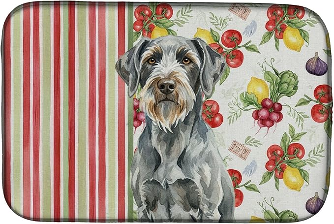 Caroline's Treasures Steel Gray Wirehaired Pointing Griffon Vegetables Dish Drying Mat Absorbent Dish Drying Mat Pad for Kitchen Counter Dish Drainer Mat for Countertop 14 x 21 Multicolor