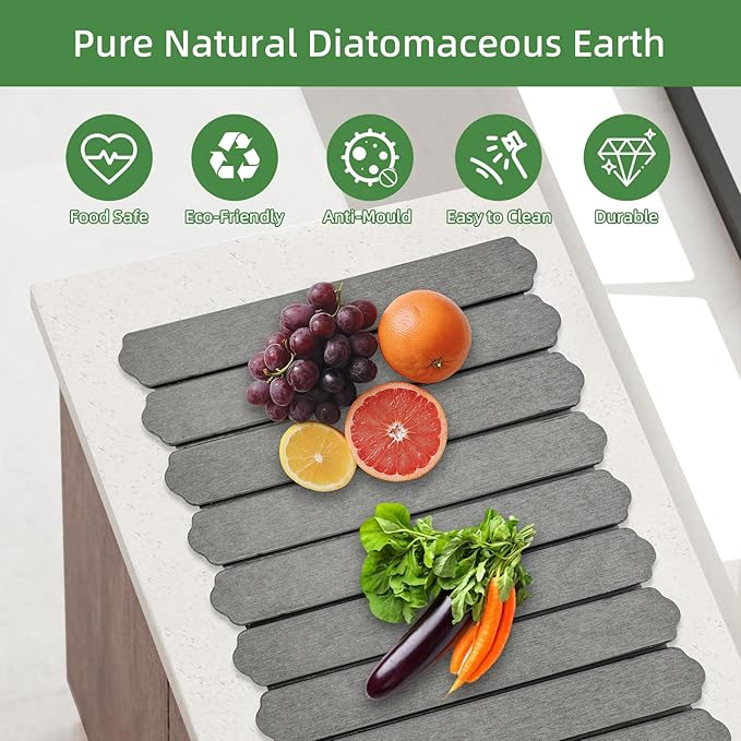 Large Stone Dish Drying Mat for Kitchen Counter24(L)×16(W) Quick Dry Collapsible Dish Drying MatEco-Friendly Diatomaceous Earth Mats for Dishes Bottles CupsMatch Any Countertop Dark Gray