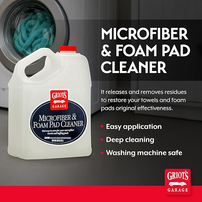 Griot's Garage Microfiber and Foam Pad Cleaner Removes Polish Wax and Sealant Residue Restores Your Car Cleaning Cloths' Effectiveness 11067 One Gallon