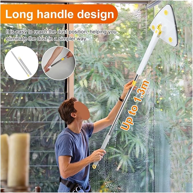 Telescopic Triangle Mop 360° Rotatable Cleaning Foldable Self Water Squeezing Wall Wet and Dry Use Home Tools