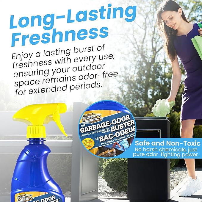 Surf-Pro Outdoor Trash Can Odor Eliminator Spray 500ml (16.9 oz) Long-Lasting Fresh Scent Deodorizer for Garbage Compost &amp Pet Waste Bins