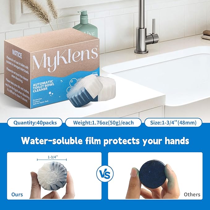 Toilet Bowl Cleaner Tablets Automatic Toilet Tank Cleaner for Deodorizing &amp Descaling Long-Lasting with Sustained Release Technology for Bathroom Cleaners Blue &amp White 40 Packs