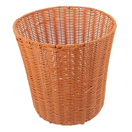 PRETYZOOM Woven Waste Basket Multi-Function Storage for Sundries and Fruits Lightweight and Sturdy Design for Bedroom Kitchen Rustic Imitation Rattan Look Practical Organizer for Clean and