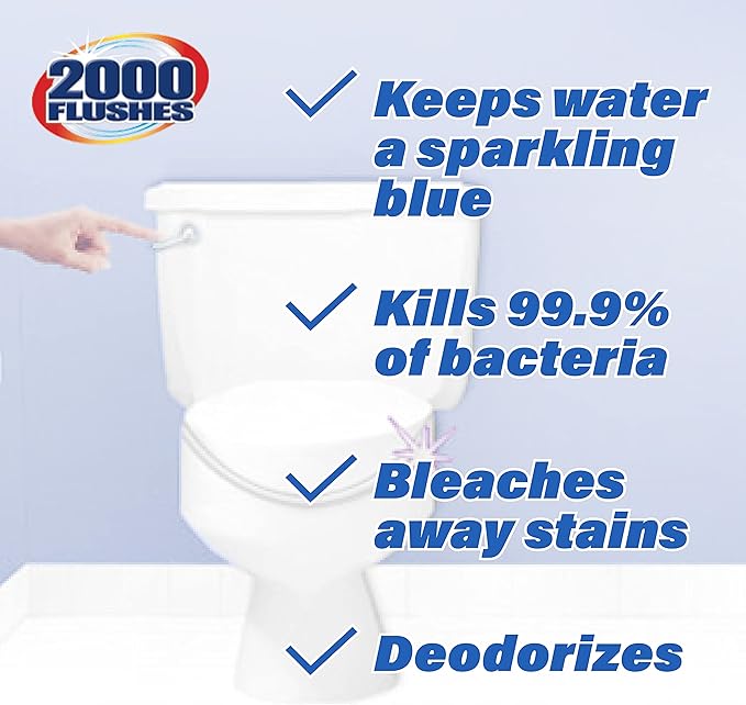 2000 FLUSHES-208017 Blue Plus Bleach Automatic Toilet Bowl Cleaner 3.5 OZ ( Pack Of 12 )