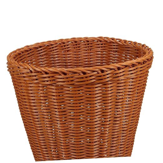 Happyyami Stylish Woven Storage Container Imitation Rattan Wastebasket Room Decor Multi-Purpose Basket