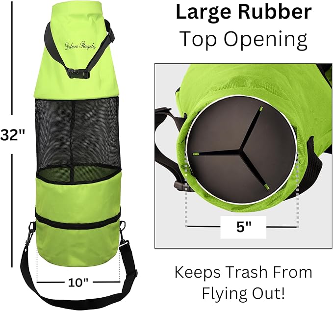 Boat Trash Bag - Heavy-Duty 600D Mesh Oxford Fabric with Bottom Zipper and Top Rubber Closure - Leakproof and Washable for Boats Kayaks Campers RVs and More