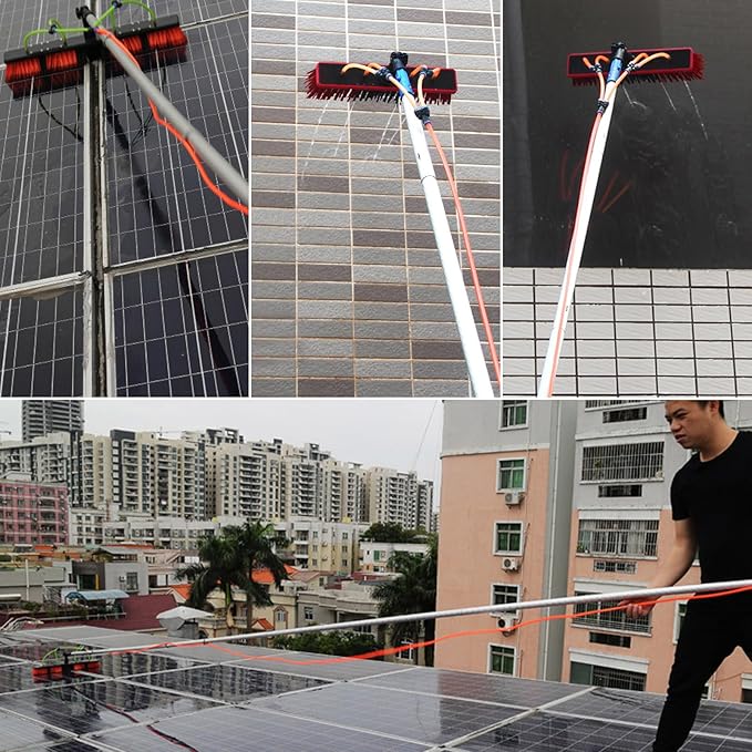 Telescopic Window Cleaner kit with Adjustable Brush Head 3-12m Extendable Window Cleaning Pole Water Fed Telescopic Brush Solar Panel Washing Equipment Cleaning Conservatory