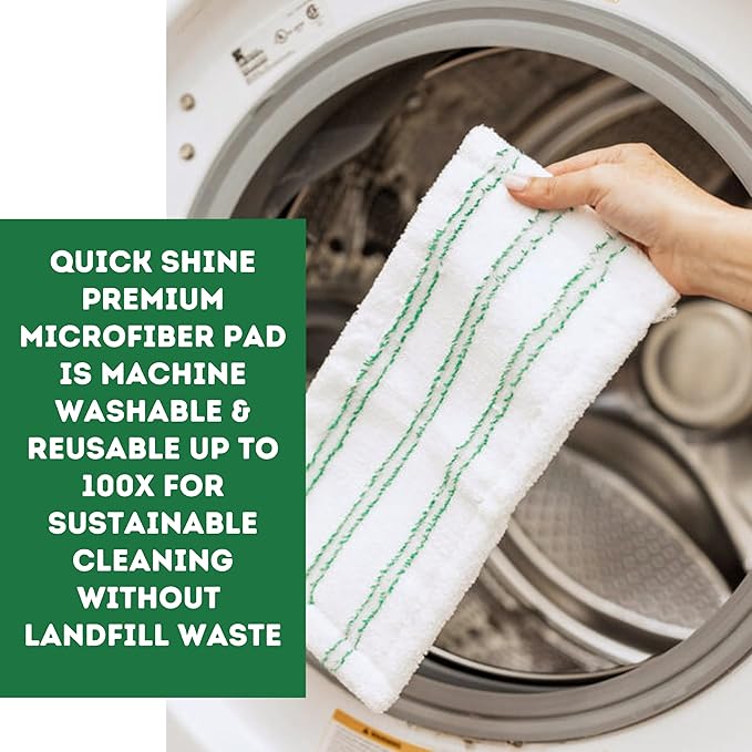 Quick Shine Hardwood Floor Clean + Polish Mop Kit w/ 3 Reusable Pads &amp 1-16 oz. Floor Luster w/Plant-Derived Carnauba | Use Wet + Dry | Safer Choice pH Neutral Ready to Use Formula