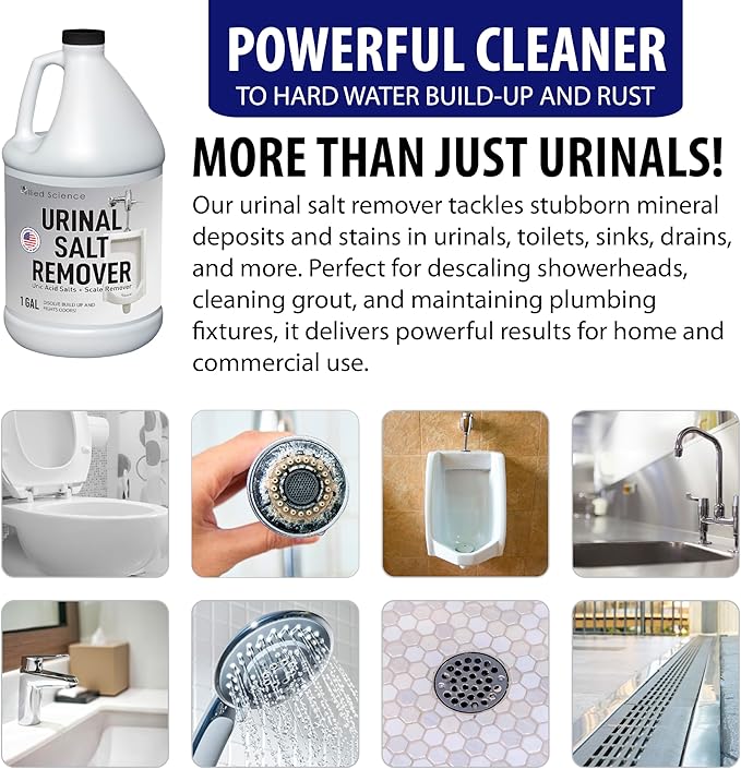 Urinal Salt Remover - Uric Acid Salts Scale Remover Unclogs Urinals and Removes Uric Acid Odors - 1 Gallon / 128 fl oz